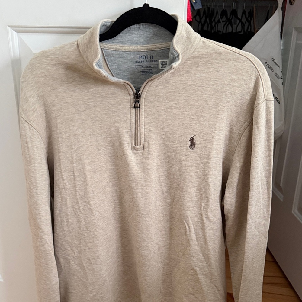Polo by Ralph Lauren Beige Quarter-Zip Sweatshirt